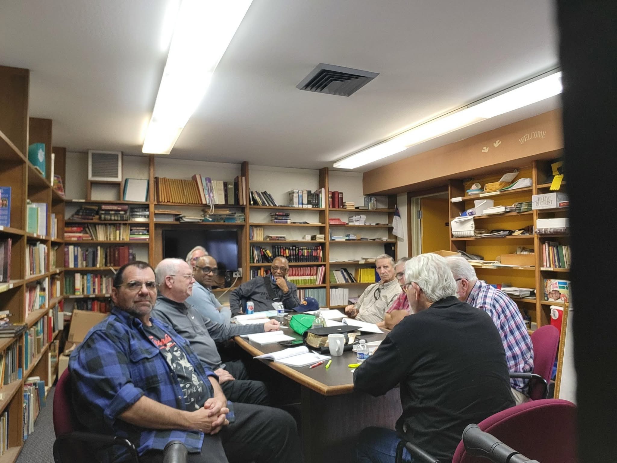Men gathered together for Bible study